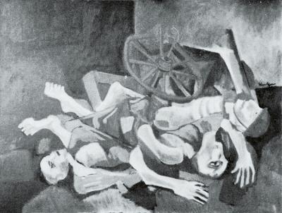 Still life with three corpses and a bicycle
