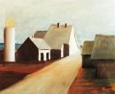 Landscape in Waldviertel - farmhouse with silo and street