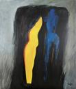 Two figures in yellow and blue
