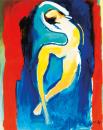 Dancing nude on red and blue