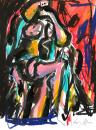 Colorful sitting nude