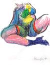 Colorful partial nude with boots