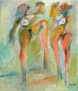 Two colourful dancing nudes