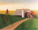 Landscape in Waldviertel - farmhouse with silo and way