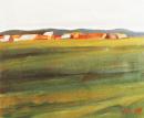 Landscape in Waldviertel - Huge meadow with colourful houses