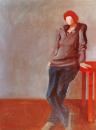 Standing girl with jeans and pullover