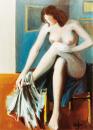 Seated nude undressing